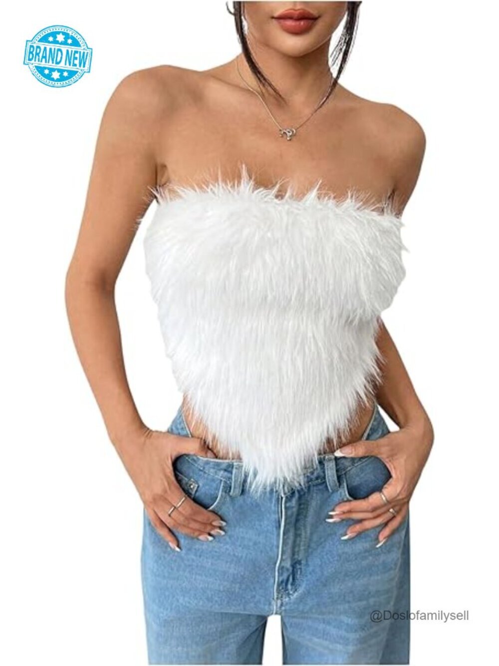 Fuzzy Crop Tube Top Y2K Bandeau Party Outfit High Stretch